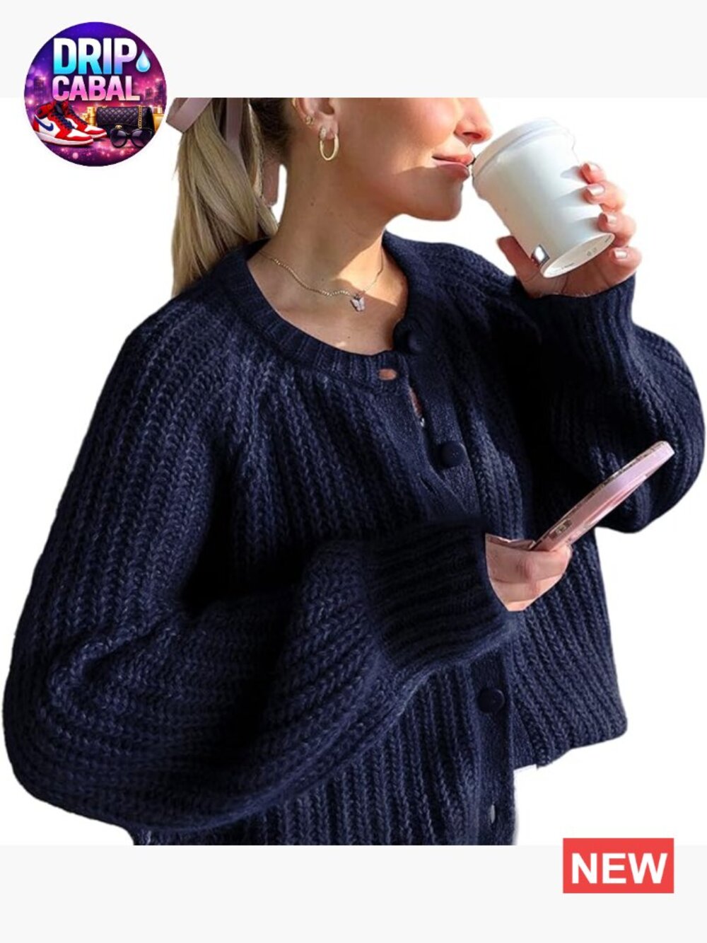 Button Down Long Sleeve Chunky Knit Cardigan Sweater Open Front Loose Fall